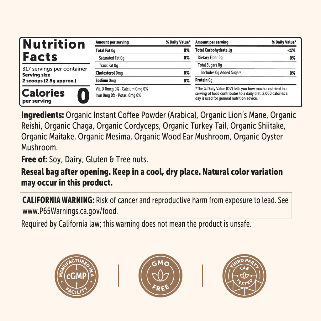 Micro Ingredients Organic Instant 10 in 1 Mushroom Coffee Powder